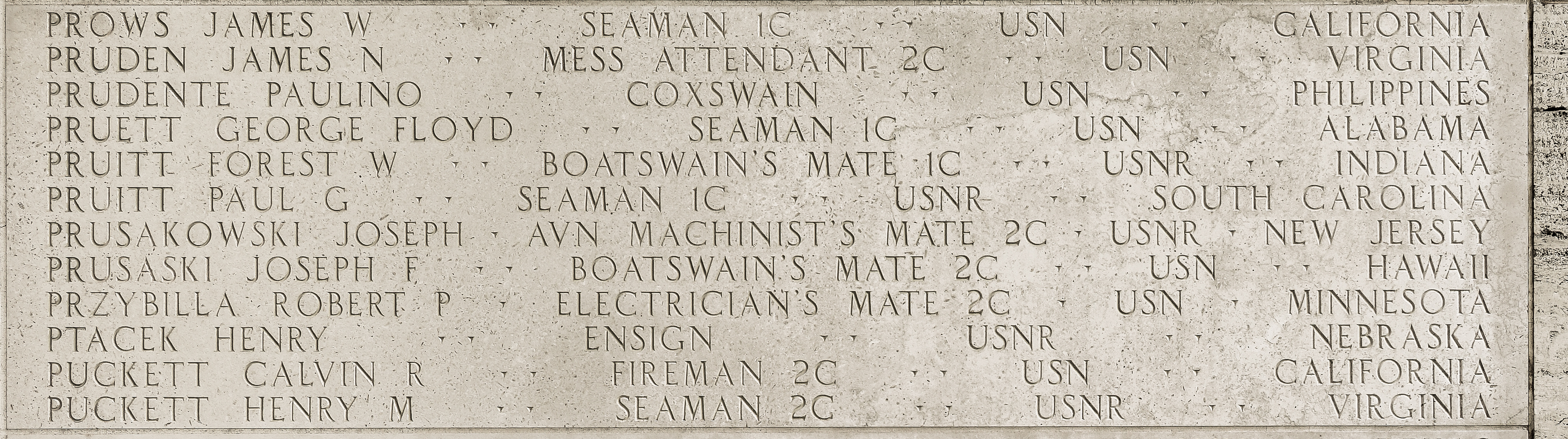 Forest W. Pruitt, Boatswain's Mate First Class